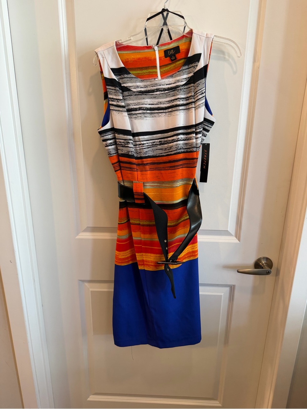 LEE Cooper Striped Sleeveless Midi Dress in Orange, White & Blue